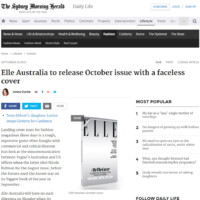 Elle Australia to Release October Issue With a Faceless Cover - SMH